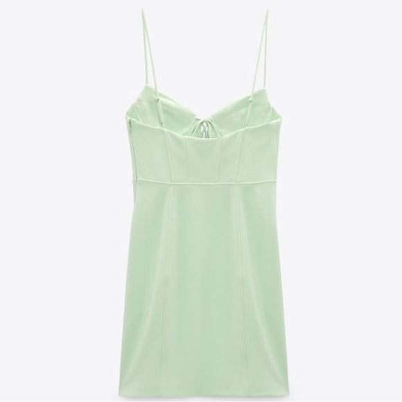 Zara light green corset style mini dress - Picture 3 of 5
